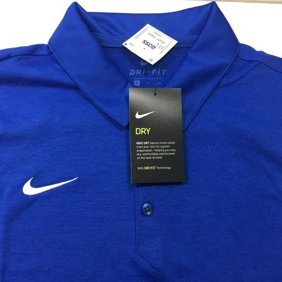 Nike Mens Dri Fit Blue Short Sleeve Polo Shirt Sport Golf Small - Picture 4 of 9